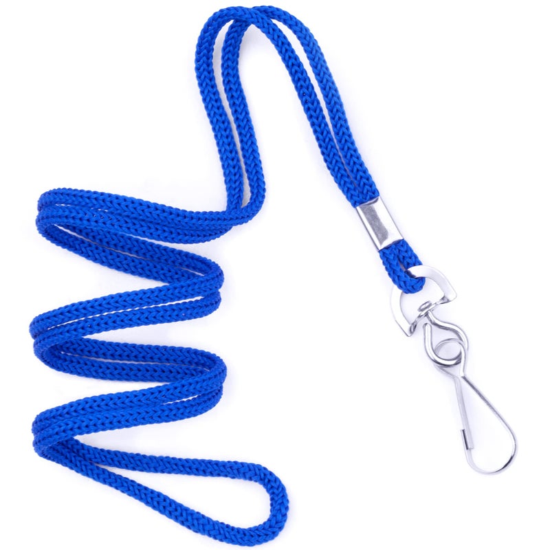 Mata1-USA Polypropylene Lanyards - 100 Pack, Blue - Economy ID Lanyards Bulk for Business Card, ID Card Holder for Employees and Students - Round 36" With Swivel Hook - Image 1
